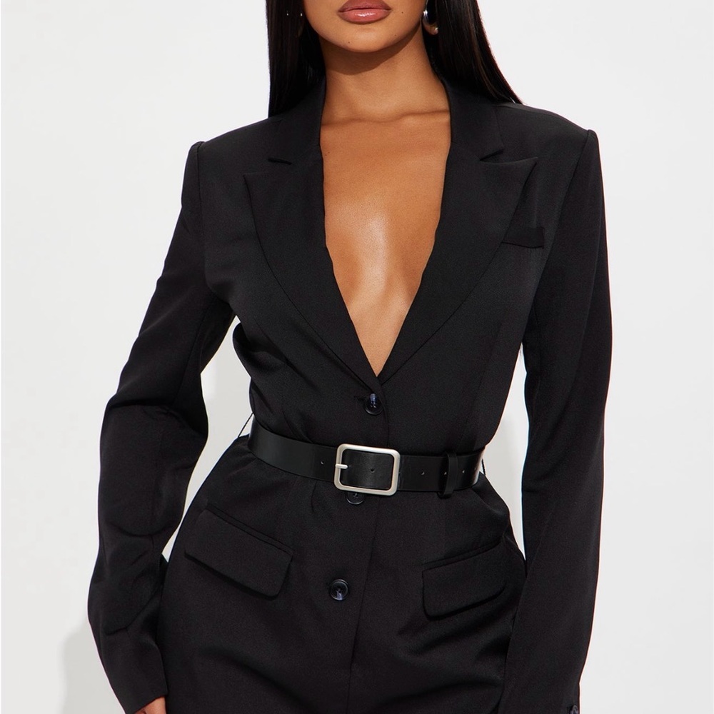 Fashion Nova Black Belted Jumpsuit